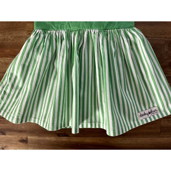 Cheeky Plum Green Striped Sleeveless Cotton Dress Baby 18/24M - Picture 3 of 10